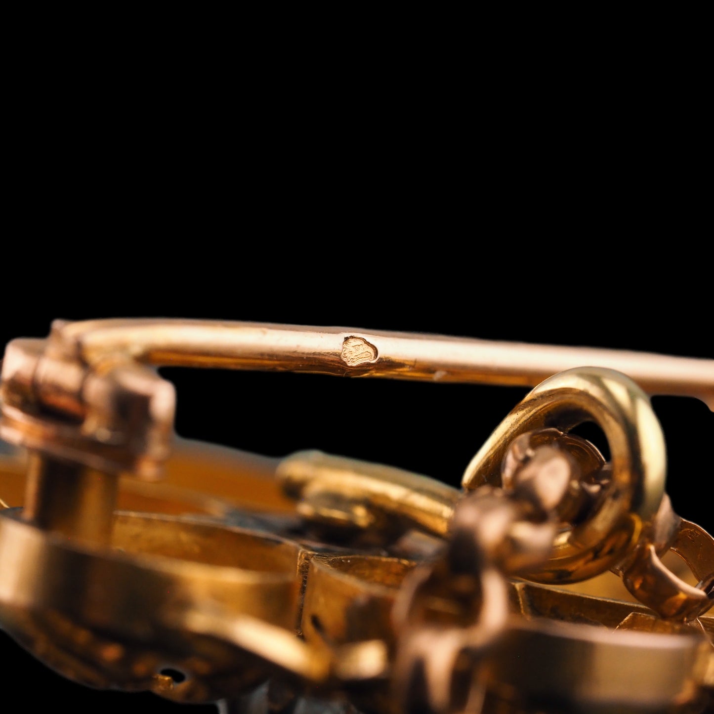 Antique French Diamond Set 18ct Gold Floral Acanthus Pendant Necklace Brooch