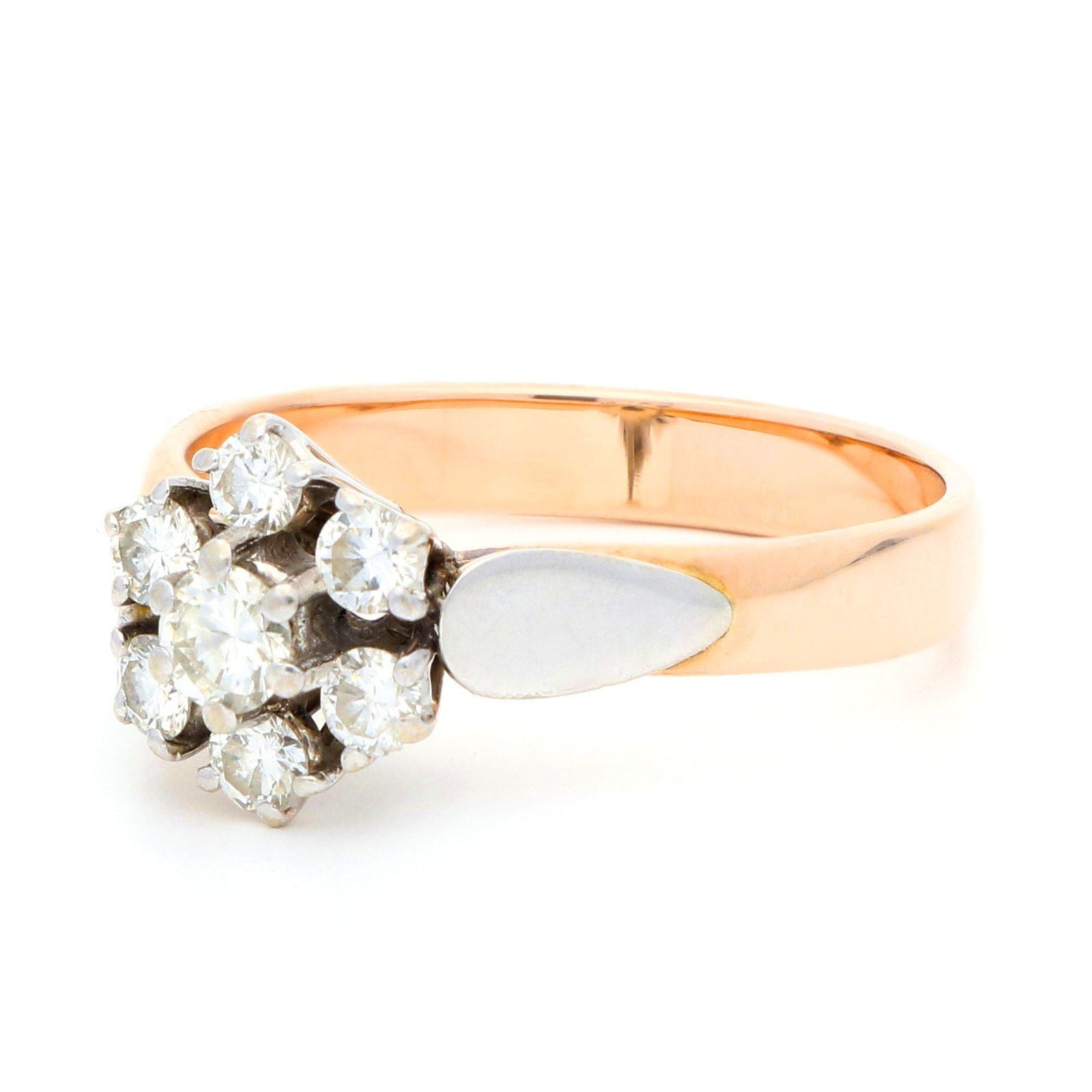 Vintage 14 Carat Rose and White Gold Diamond Cluster Ring, 0.54 Carat