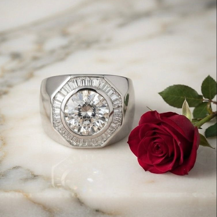 Vintage Italian 1940s Retro 2.80ct Diamond Target Cluster Statement Ring