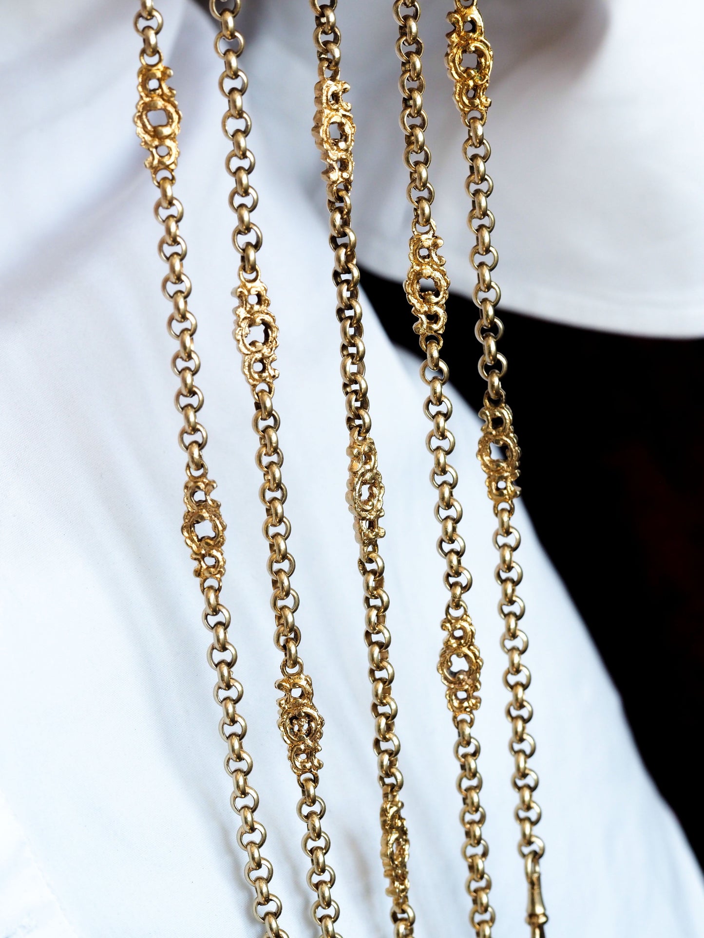 Antique Victorian Silver Gilt Chatelaine Rococo Decorations - c.1860