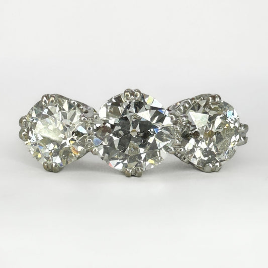 Antique 2.55ct Diamond Three Stone Engagement Ring