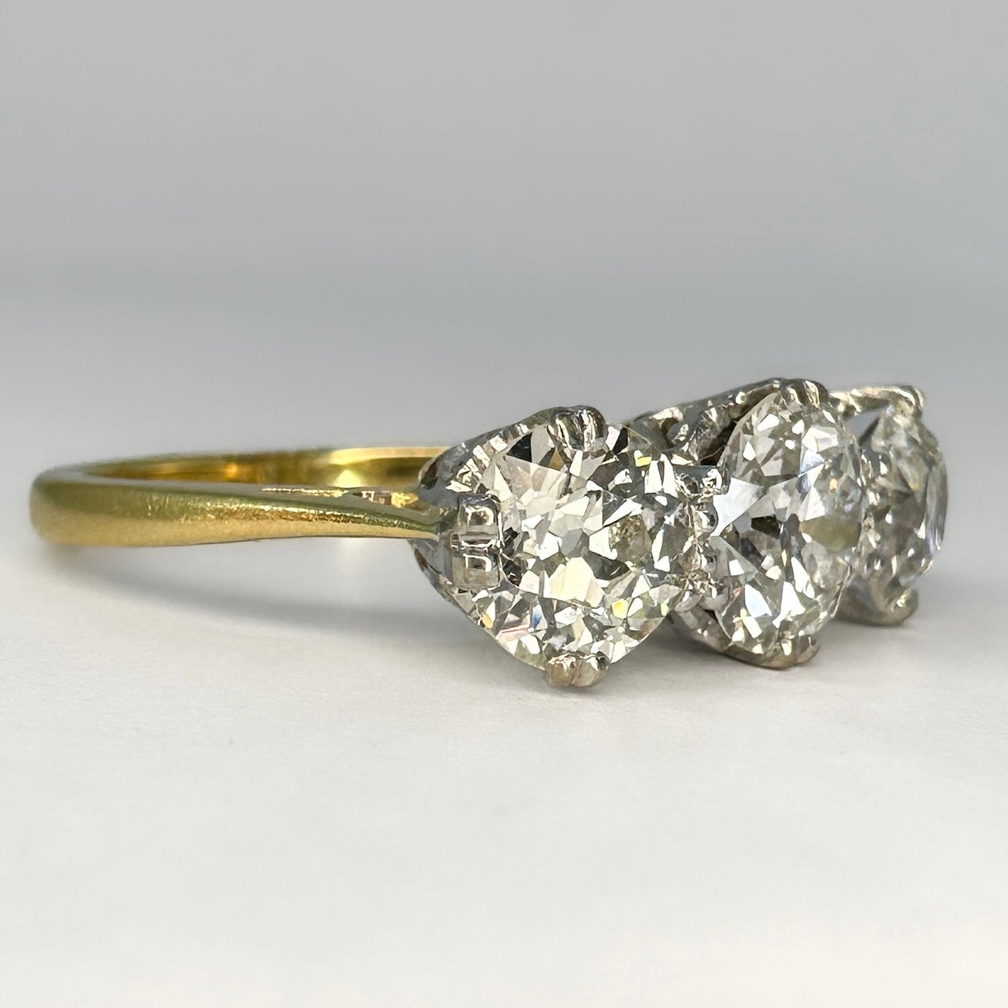 Antique 2.55ct Diamond Three Stone Engagement Ring