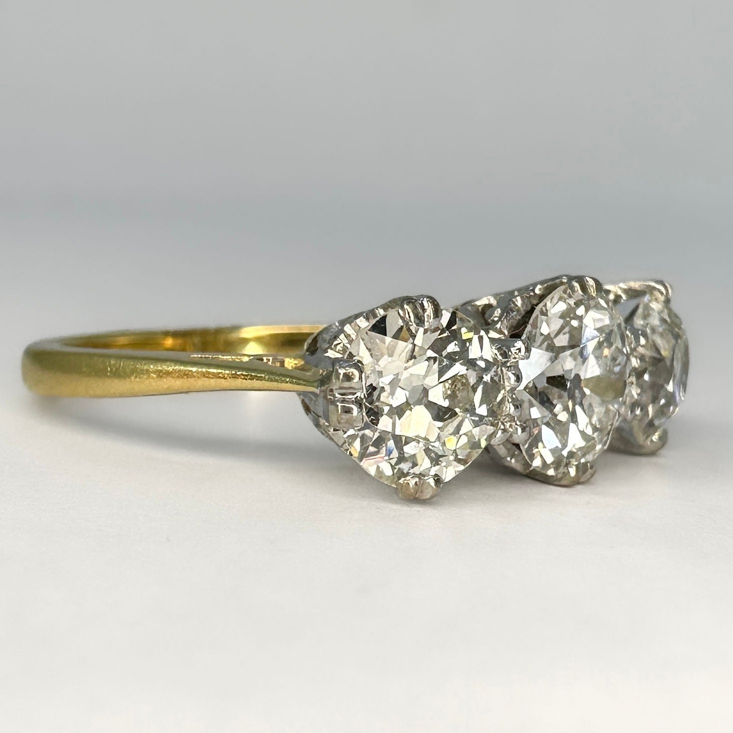 Antique 2.55ct Diamond Three Stone Engagement Ring