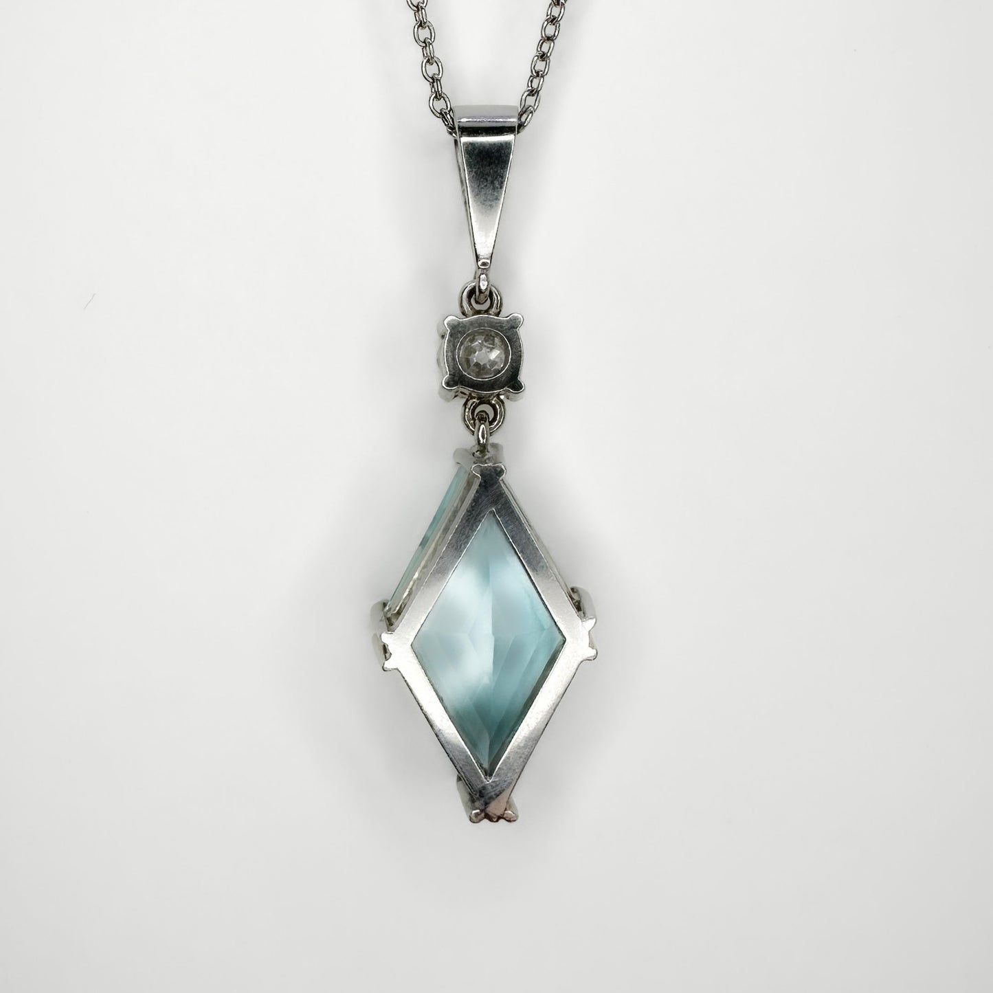 Aquamarine and Diamond Drop Pendant