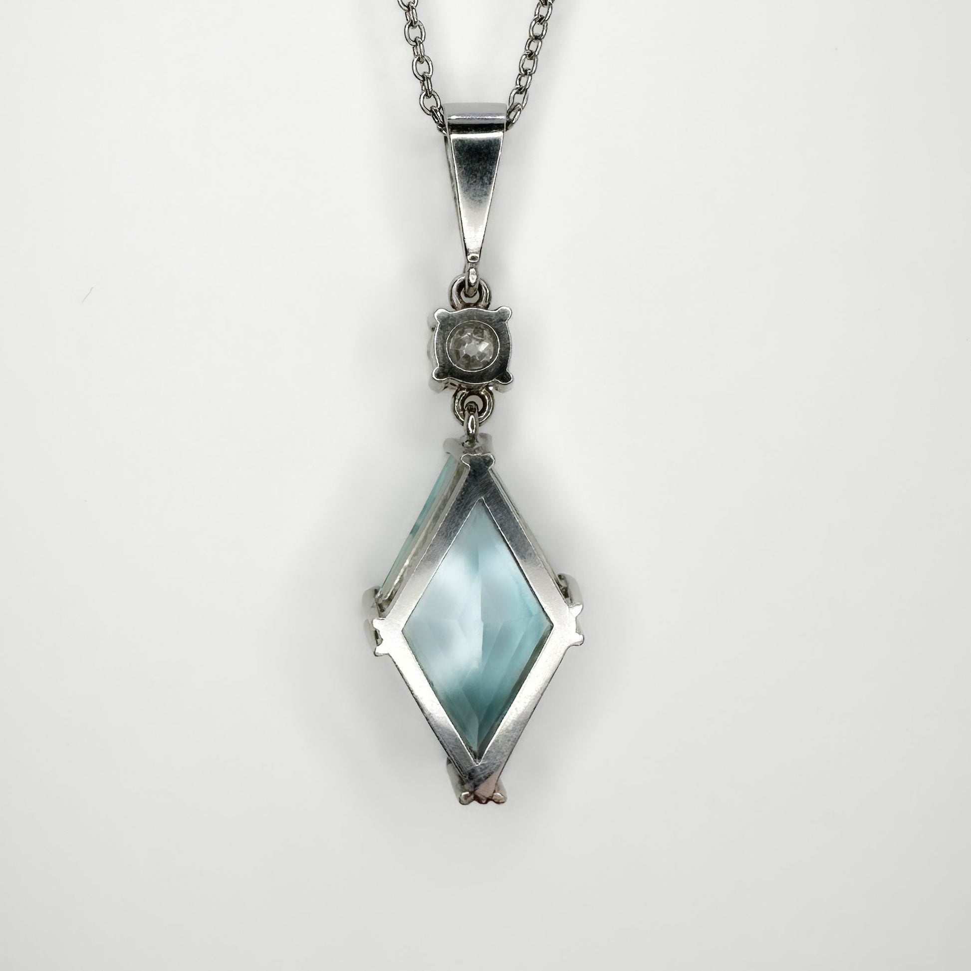 Aquamarine and Diamond Drop Pendant