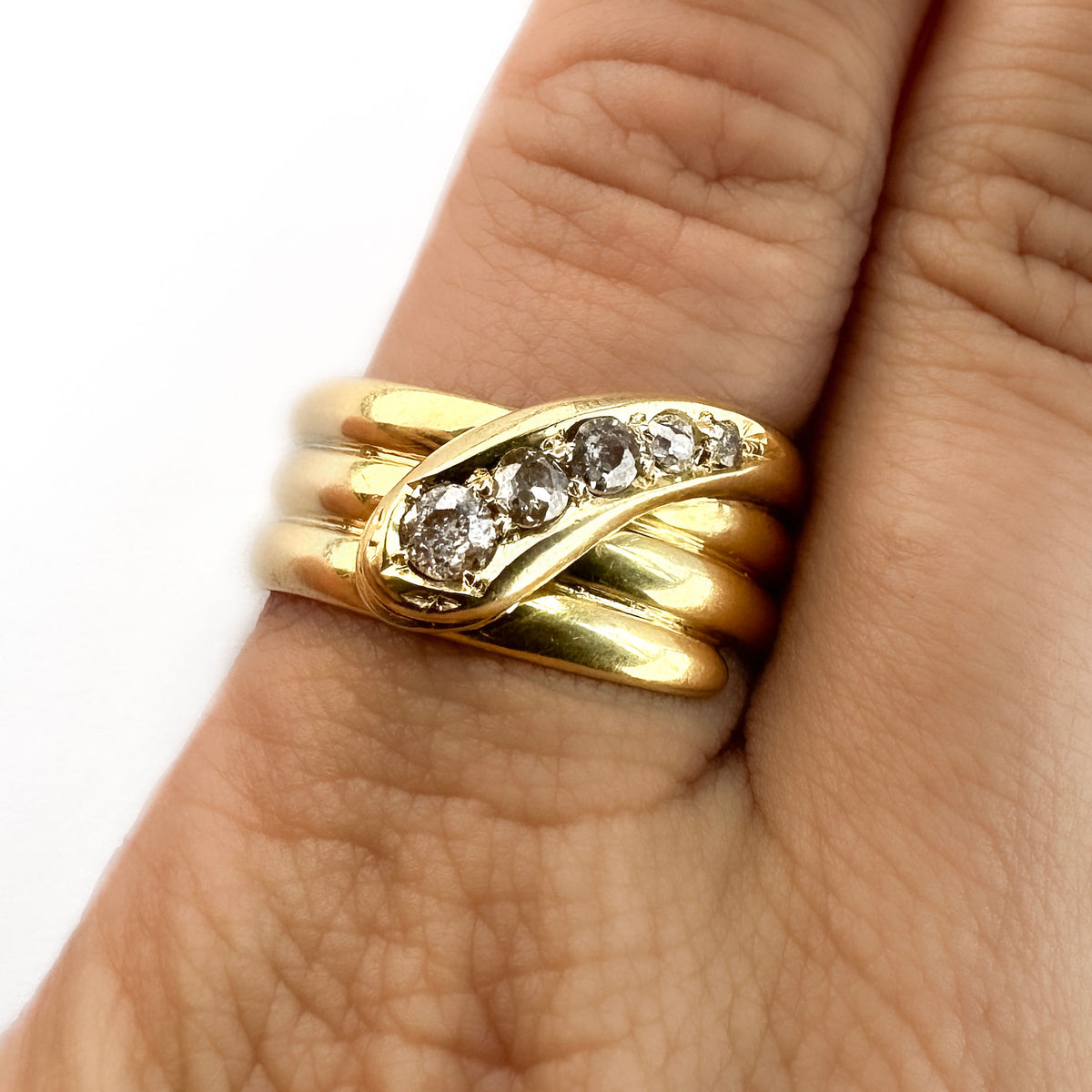Antique 1912 Five Diamond Snake Ring