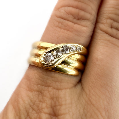 Antique 1912 Five Diamond Snake Ring
