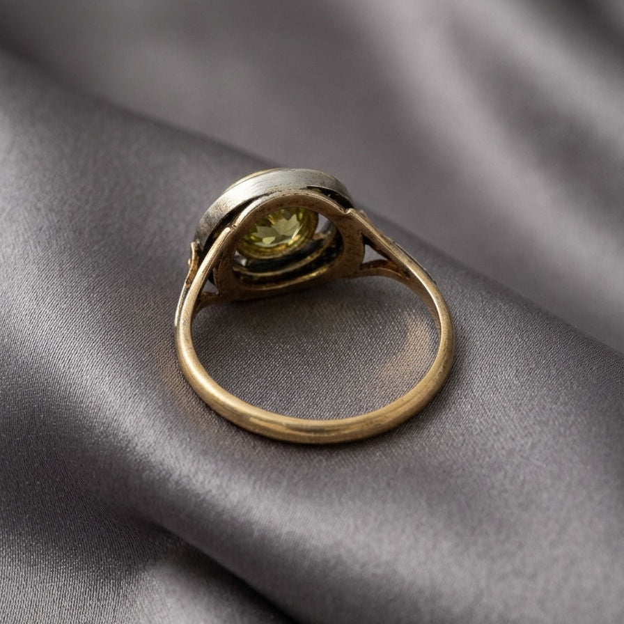 Victorian 1.0 Ct Rose Cut Diamond plus 18 KT/Silver Target ring