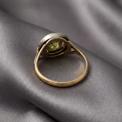 Victorian 1.0 Ct Rose Cut Diamond plus 18 KT/Silver Target ring