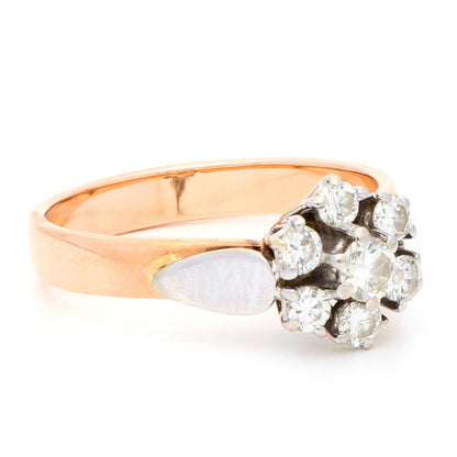 Vintage 14 Carat Rose and White Gold Diamond Cluster Ring, 0.54 Carat