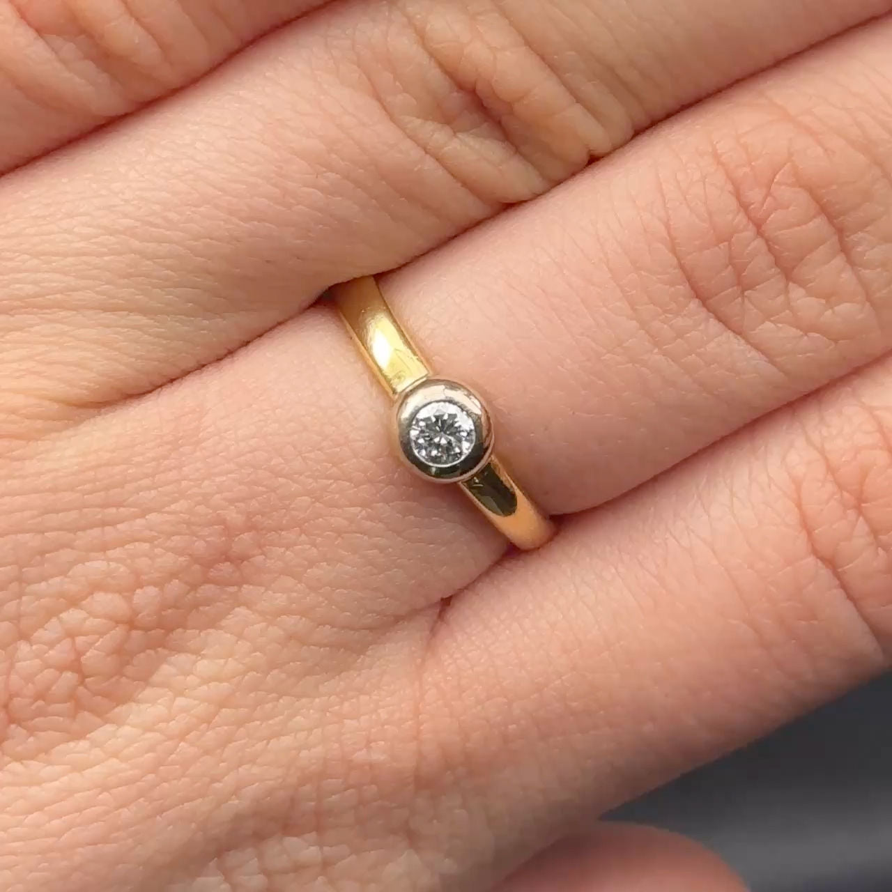 Single Stone Rub Over Diamond Engagement Ring