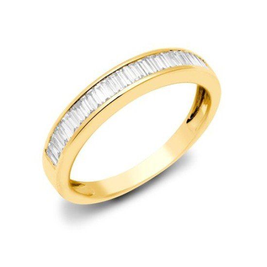 Baguette Cut Diamond Channel Set Half Eternity Band Ring in 18ct Yellow Gold