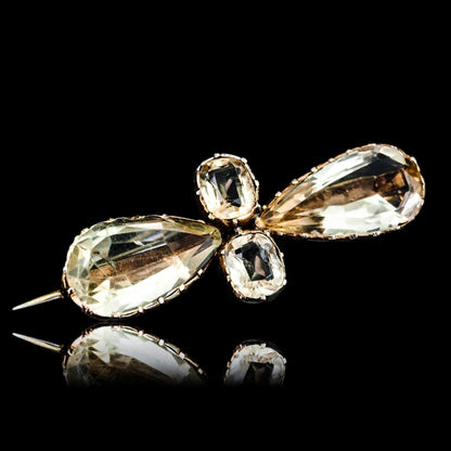 Antique Citrine Quatrefoil Brooch, 19th Century