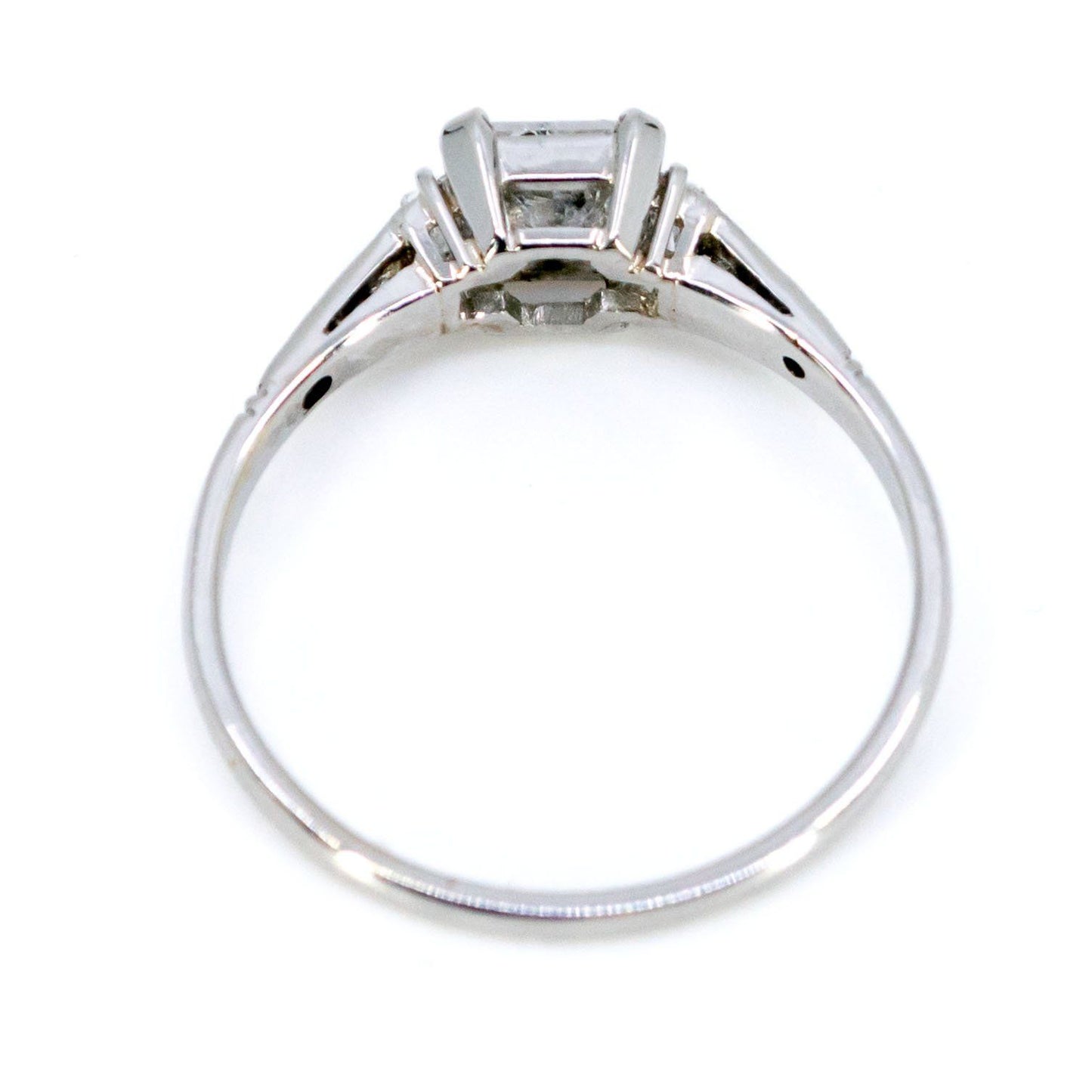 Platinum Princess-Cut Diamond Ring with Diamond Shoulders, 0.67 Carat Centre