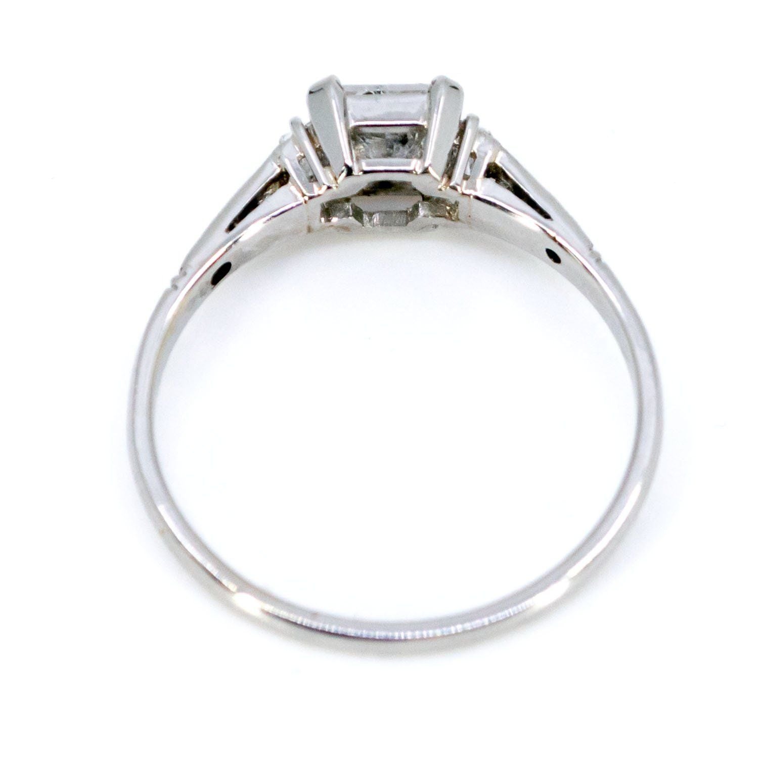 Platinum Princess-Cut Diamond Ring with Diamond Shoulders, 0.67 Carat Centre