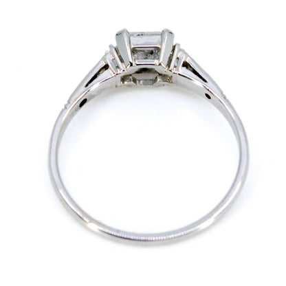 Platinum Princess-Cut Diamond Ring with Diamond Shoulders, 0.67 Carat Centre