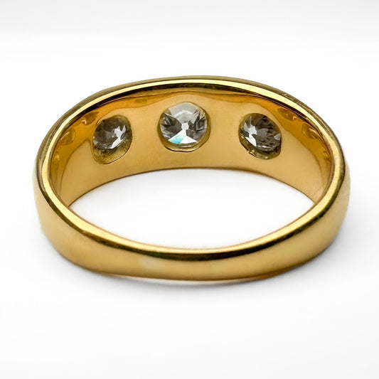 Antique 3 Stone Diamond Gypsy Band Ring, 1.40cts