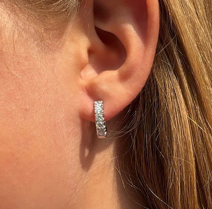 18 Carat White Gold Brilliant Cut Diamond Creole Hoop Earrings, 1.00 Carat