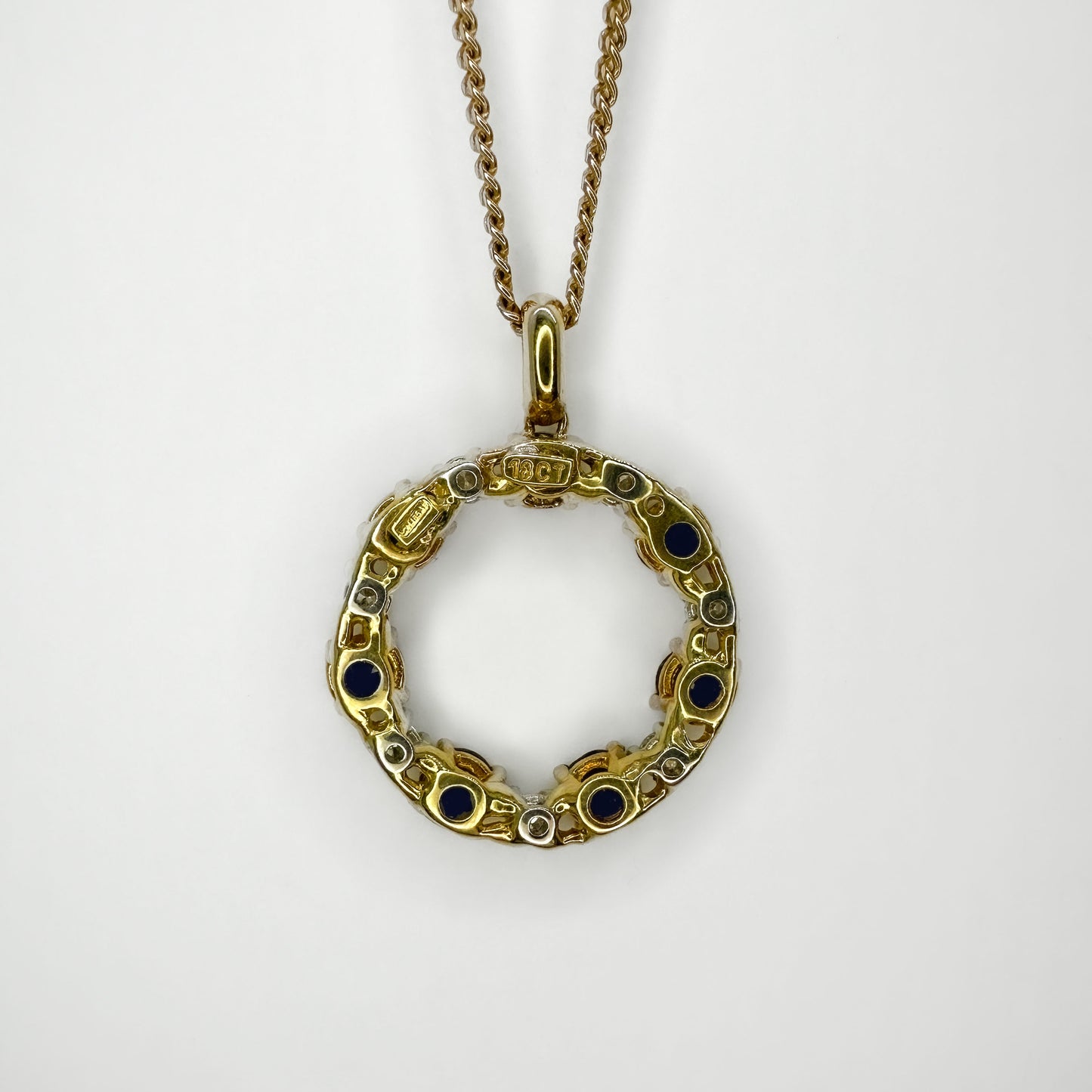 Circular Diamond Sapphire Pendant