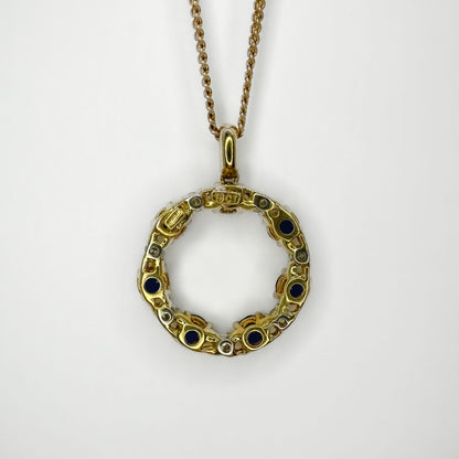 Circular Diamond Sapphire Pendant
