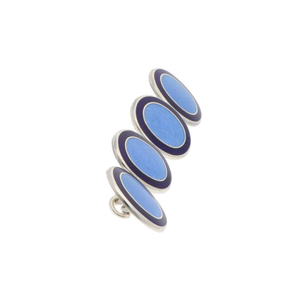 Contemporary Pair of Navy and Blue Enamel Oval Cufflinks in Silver