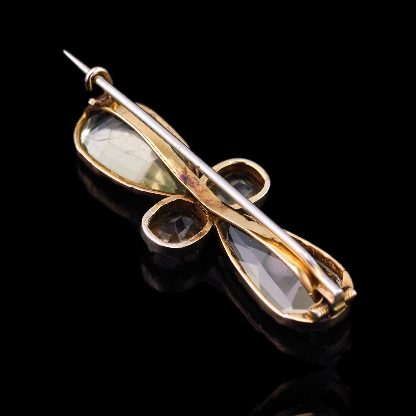 Antique Citrine Quatrefoil Brooch, 19th Century