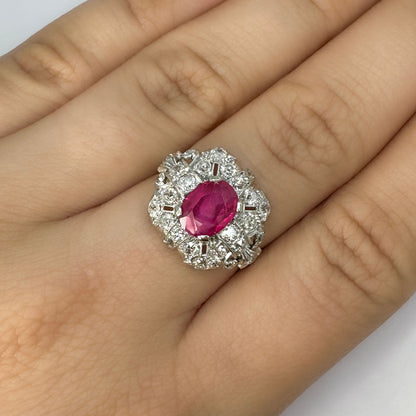 1.65ct Burma Ruby Cluster Ring