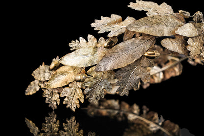 Antique French Silver Crown Wreath Fascinator With Laurel/Acorn Leaves