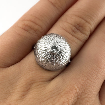 Vintage Kutchinsky 1972 Textured Diamond Set Bombe Ring