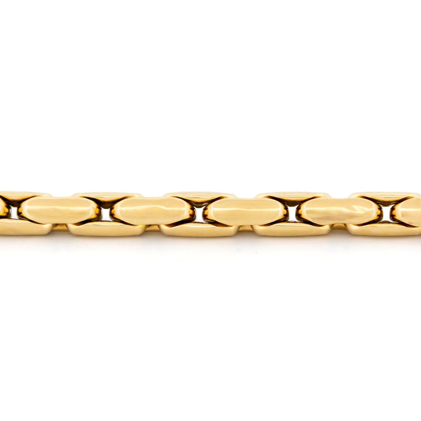 A yellow gold elongated box link bracelet
