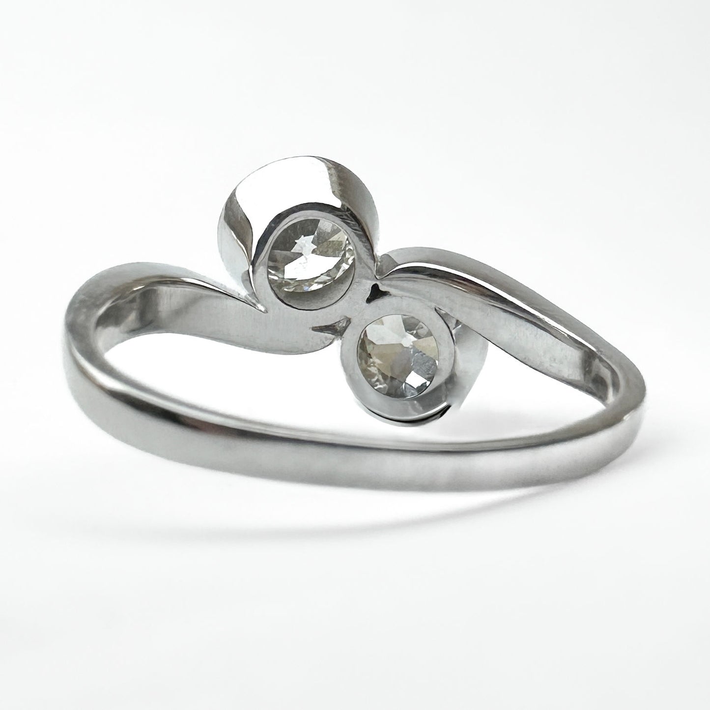 Antique Art Deco 2 Stone Diamond Crossover Ring, 1.60cts