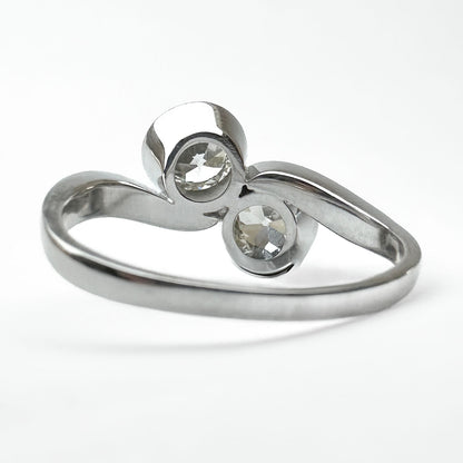 Antique Art Deco 2 Stone Diamond Crossover Ring, 1.60cts