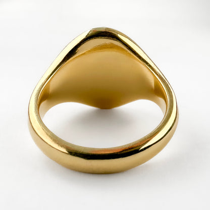 Vintage Sea Serpent Intaglio 18ct Yellow Gold Signet Ring