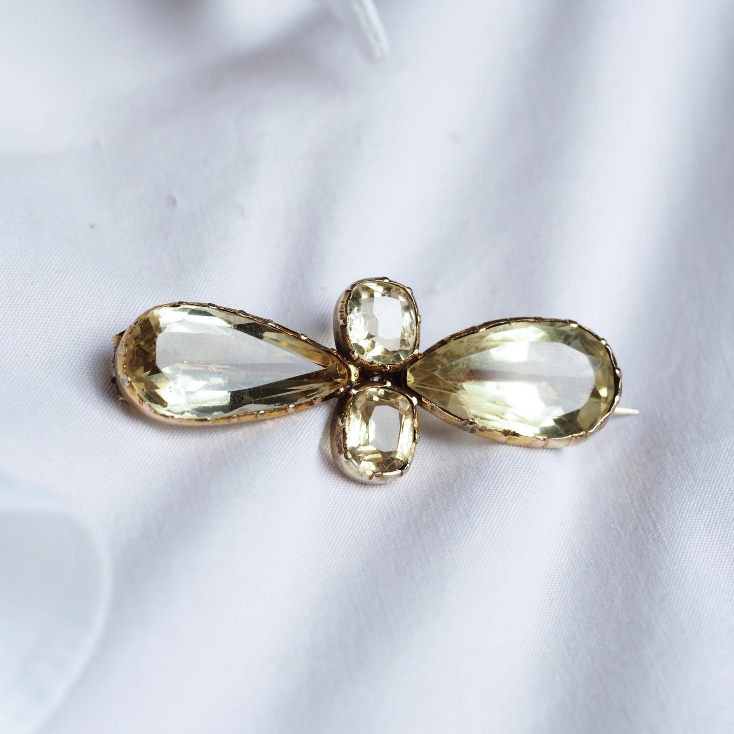 Antique Citrine Quatrefoil Brooch, 19th Century