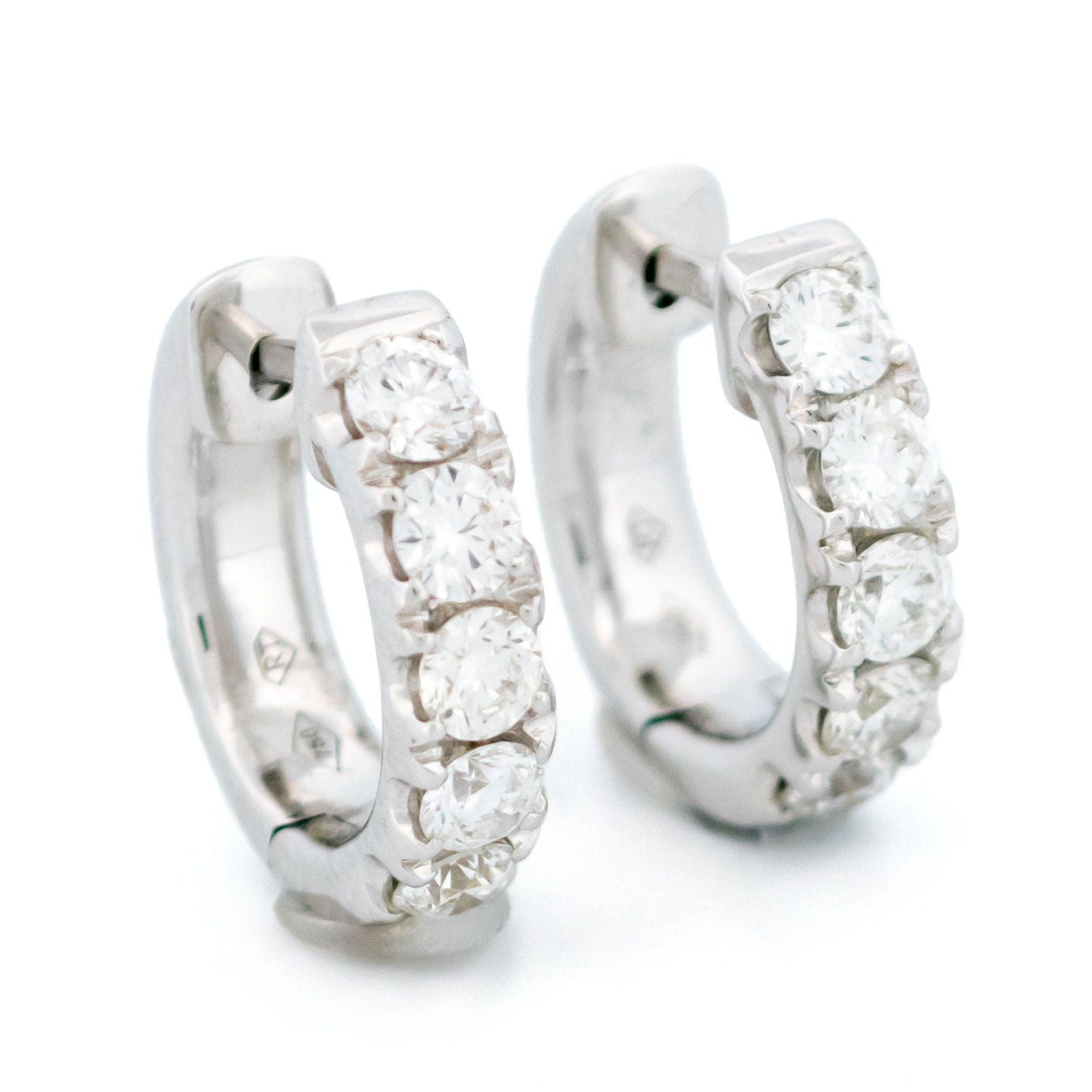 18 Carat White Gold Brilliant Cut Diamond Creole Hoop Earrings, 1.00 Carat
