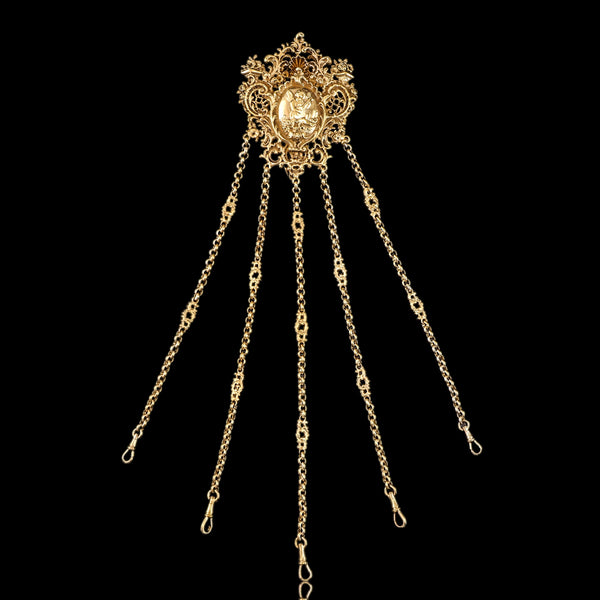 Antique Victorian Silver Gilt Chatelaine Rococo Decorations - c.1860