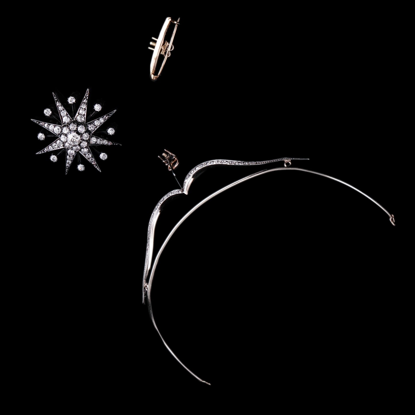 Spectacular Antique Victorian Diamond Tiara with Diamond Star - c.1890