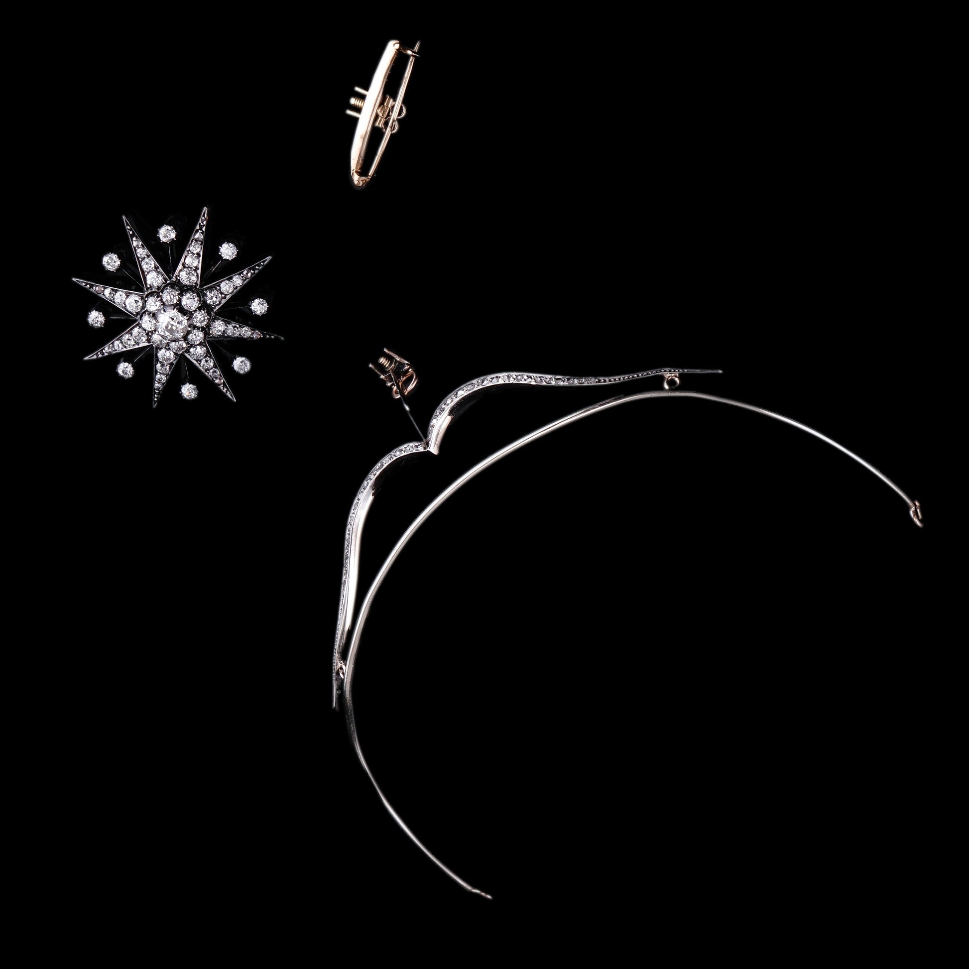 Spectacular Antique Victorian Diamond Tiara with Diamond Star - c.1890