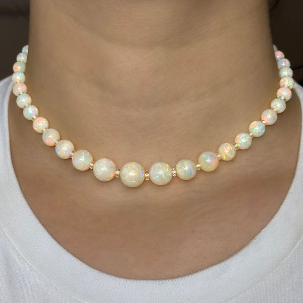 Edwardian Antique Opal Bead Necklace
