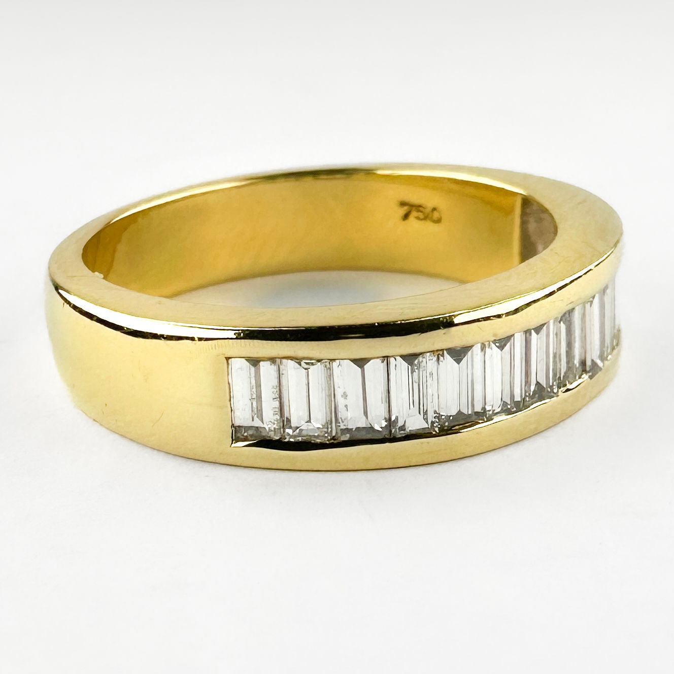 Channel Set 0.75ct Baguette Cut Diamond Half Eternity Band Ring