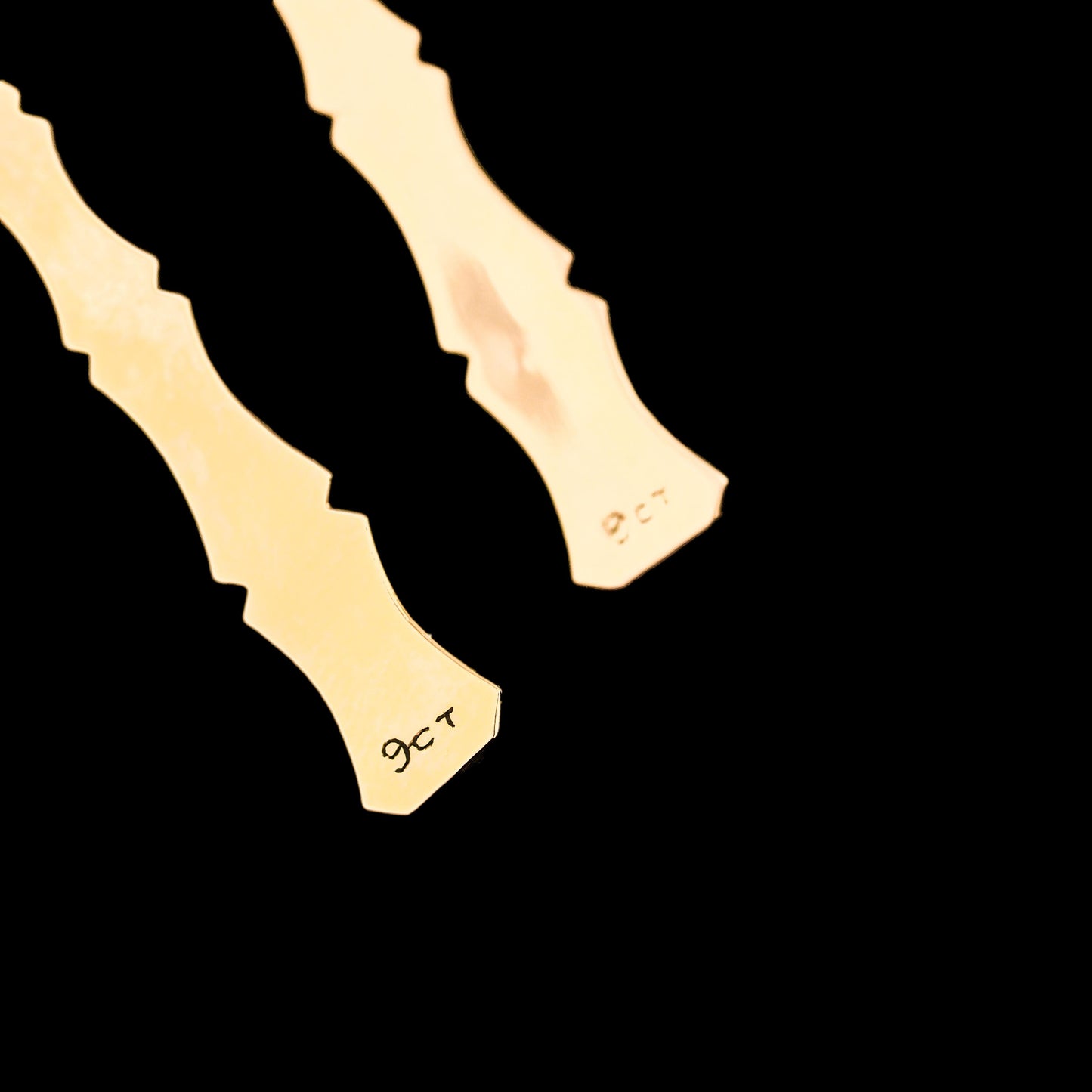 Antique 9ct Yellow Gold Bamboo Design Drop Earrings, Circa 1920s