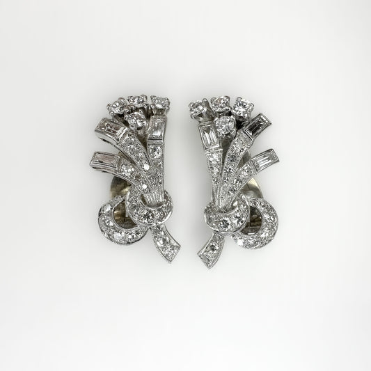 Baguette &amp; Brilliant Cut Diamond Earrings