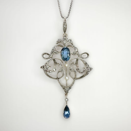 Art Nouveau Aquamarine Pendant