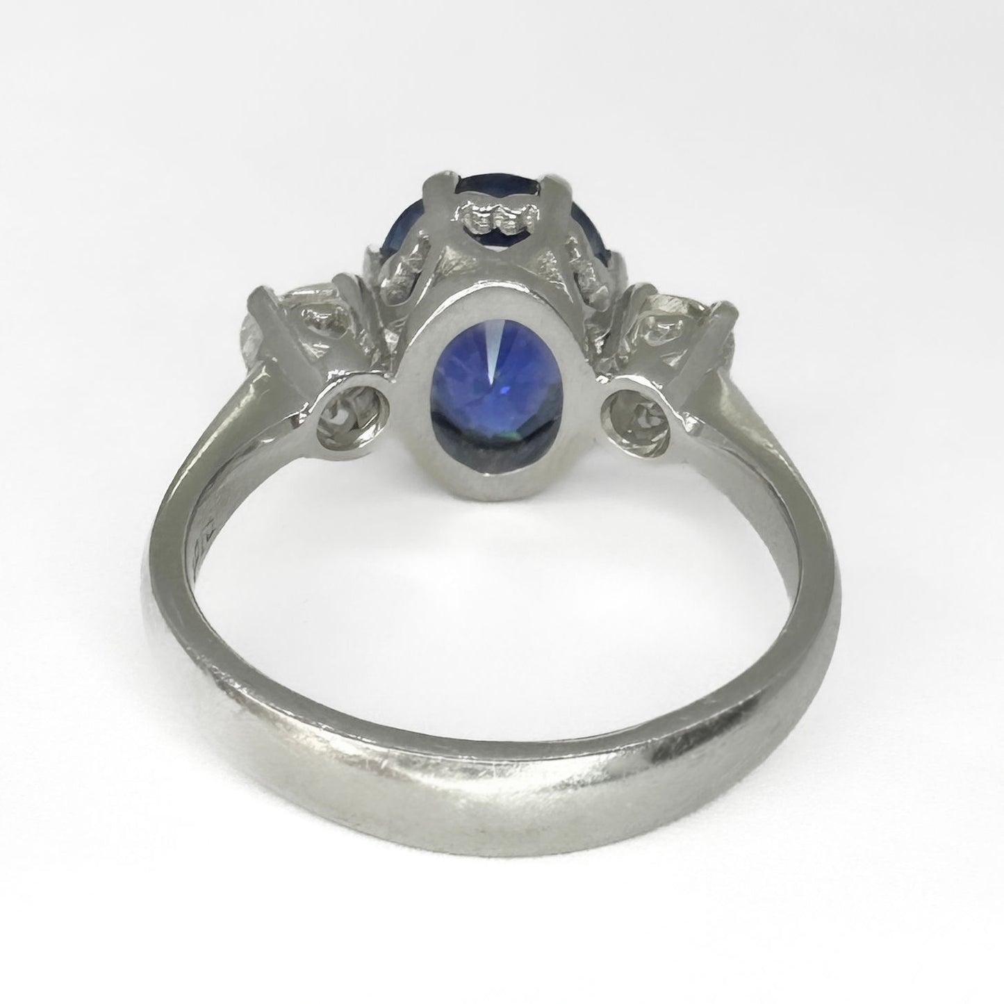 7.47 Carat Ceylon Sapphire Trilogy Ring In Platinum