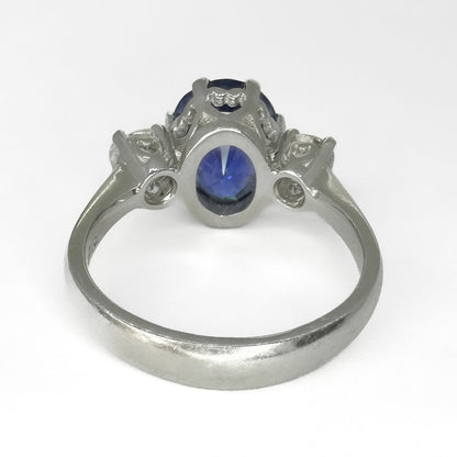 7.47 Carat Ceylon Sapphire Trilogy Ring In Platinum