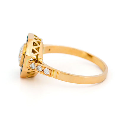 Diamond and Sapphire Target Octagon-Shape Engagement Ring, 0.72cts