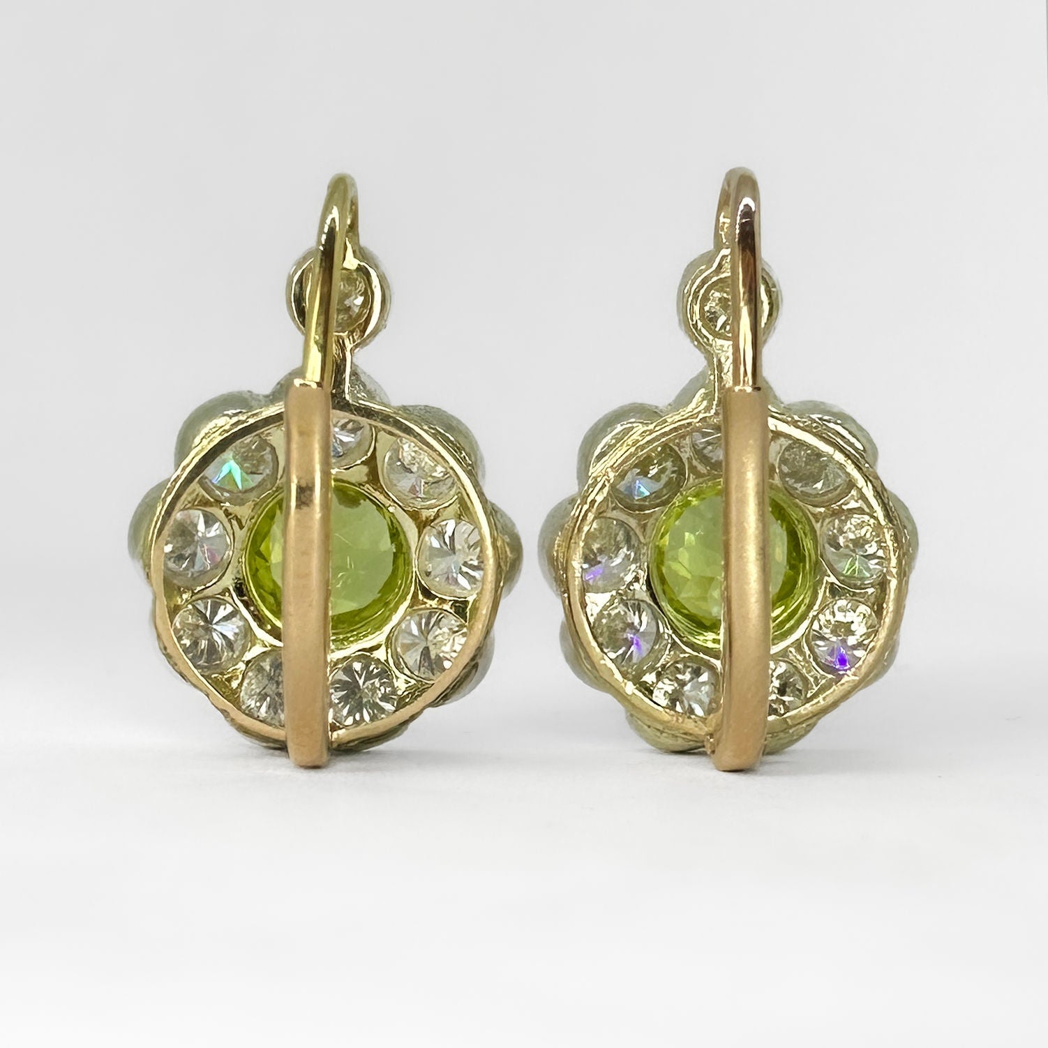 Peridot Diamond Cluster Earrings