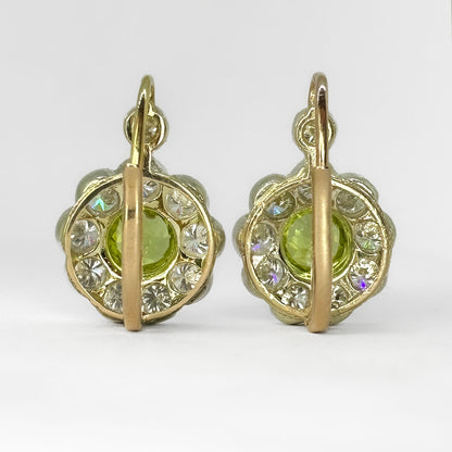 Peridot Diamond Cluster Earrings