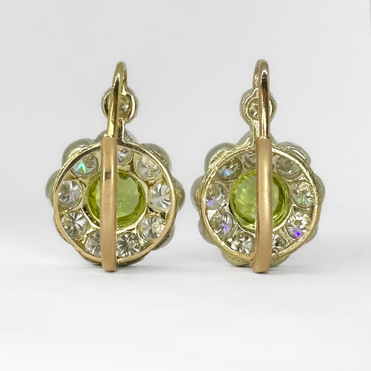 Peridot Diamond Cluster Earrings