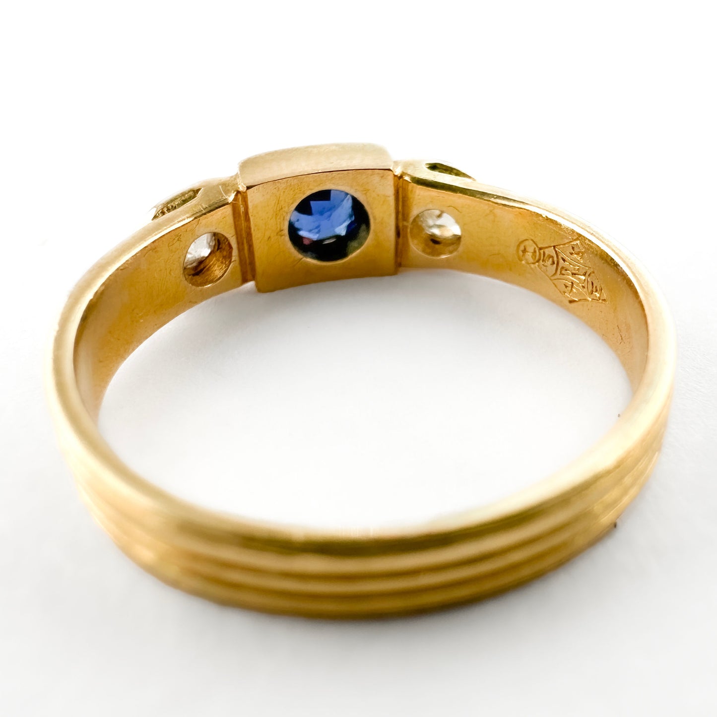 Edwardian Ceylon Sapphire &amp; Diamond Gypsy Ring